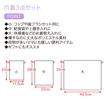 3枚入っております最終お値下げフェフェ 巾着 3点セット - バッグ